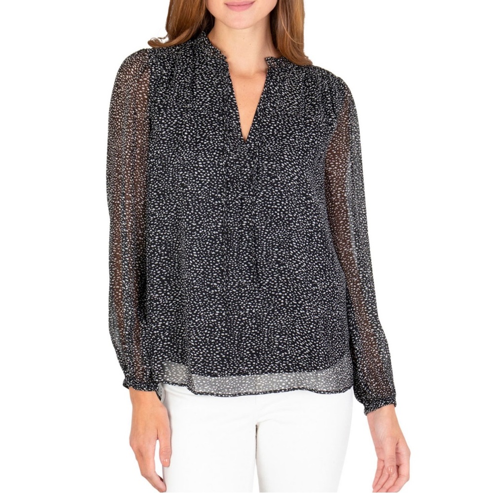 JOIE Limited Edition Ladies Peasant Top In Caviar Multi Print, M